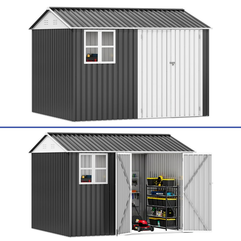 ModFusion 8x10 ft Storage Shed with Large Window, Lockable Double