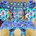 thumbnail image 3 of Stitch Party Supplies Happy Birthday Decorations Set Include Banner, Balloons, Stickers, Hanging Swirls, Cake Cupcake Toppers, Tablecloth for Boys Girls Cartoon Theme Party, 3 of 4