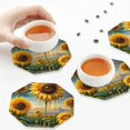 thumbnail image 7 of Gaeub Artistic Oil Painting Sunflower Print 6 Pcs Leather Coasters for Drinks ,Drink Coasters Sets,Drink Table Cup Coasters for Living Room Kitchen Coffee Decor,Octagon, 7 of 7
