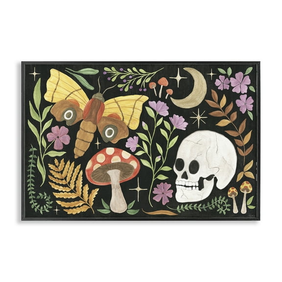 Stupell Industries Spooky Chic Collage Animals Painting Black Framed Art Print Wall Art, 18 x 12