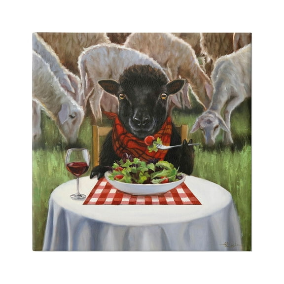 Stupell Industries Classy Black Sheep Dining Rural Farm Painting Gallery Wrapped Canvas Print Wall Art, Design by Lucia Heffernan