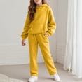 thumbnail image 2 of JUMEYU Two Piece Set for Girls Girls Clothes Patchwork Sweatshirt Elastic Waist Sweatpants with Pockets 2PCs Girls' Clothing Sets Size 13-14 (Light Yellow,13-14 Years), 2 of 9
