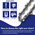thumbnail image 2 of Jeremywell 20 Inch Full Chisel Chainsaw Chain Blade 72 Drive Links 3/8" Pitch 0.050'' Gauge Fits Stihl, Husqvarna, Poulan Pro, Johnsered E72 (1 Pack), 2 of 4