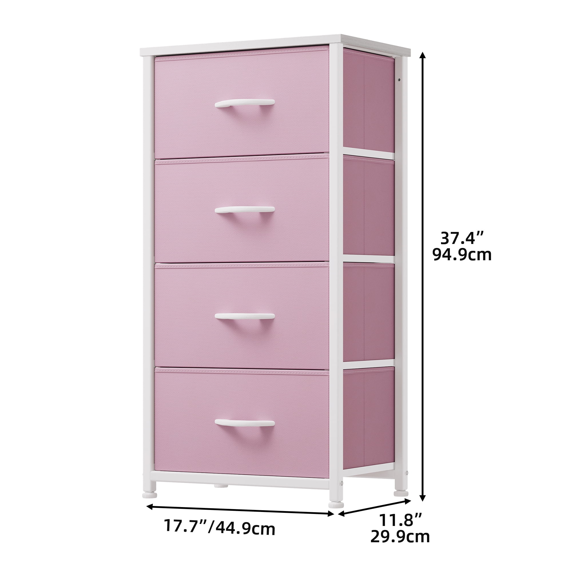 Uforic Pink 4-Drawer Fabric Dresser, Storage Organizer for Bedroom & Nursery, for Kids & Adults