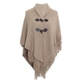 thumbnail image 4 of Up to 65% off Pitauce Cover Up for Women Solid Color Crochet Poncho Knitting Hooded Button Down Cape Asymmetric Tassel Hem Shawl Lace Up Versatile Wrap, 4 of 4