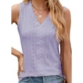 thumbnail image 3 of Women'S Trendy Tank Tops Eyelet Embroidery Sleeveless V-Neck Tank Shirts for Daily Casual Purple S, 3 of 6