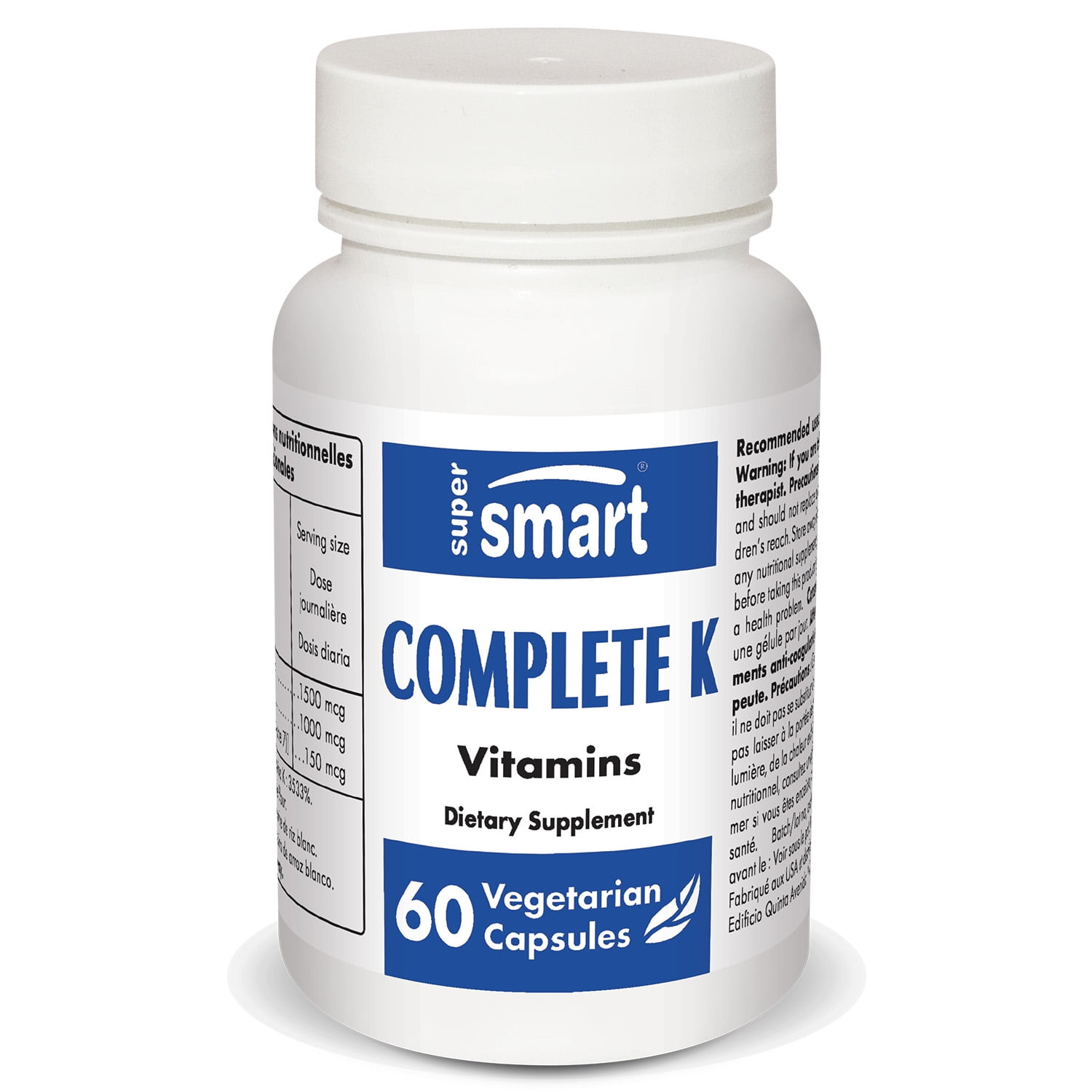 Supersmart Complete K with Vitamin K1, K2 (MK4 + MK7) Bones
