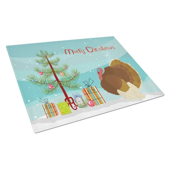 Caroline's Treasures French Turkey Dindon Christmas Glass Cutting Board Large