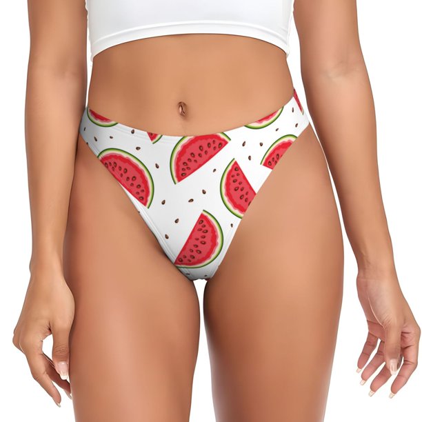 Fotbe Watermelon Tanga Sin Costuras para Mujer con Estampado – Panties Invisibles, Transpirables y Cómodos para Uso Diario-4X-Large