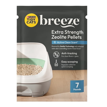 Purina Tidy Cats Breeze Enhanced Active Clean Scent 99.9 Percent Dust Free, Multi Cat, Scented Zeolite Pellet Cat Litter Refill