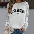 thumbnail image 2 of Fiaer Womens Crew Neck Pullover Sweatshirts Long Sleeve Letter Graphic Plus Size Loose Fit Casual Trendy Breathable Tops Light Gray L, 2 of 6