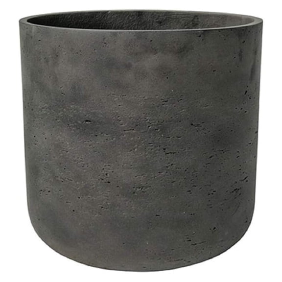 Black Washed Round Bottom Planter - Fiberstone Indoor and Outdoor Flower Pot 13" H x 12" W