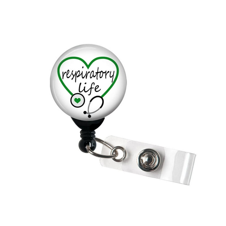 Respiratory Life Green Steth - Retractable Badge Reel with Swivel Clip and  Extra-Long 34 inch Cord - Badge Holder / Pulmonology / RT / Respiratory