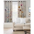 thumbnail image 2 of Spring Floral Kitchen Curtains Vintage Flowers Summer Botanical Cafe Short Curtains for Bathroom Blackout Window Curtain Grommet Small Window Treatment Tier Drapes for Bedroom Living Room 52"x45"x2, 2 of 9