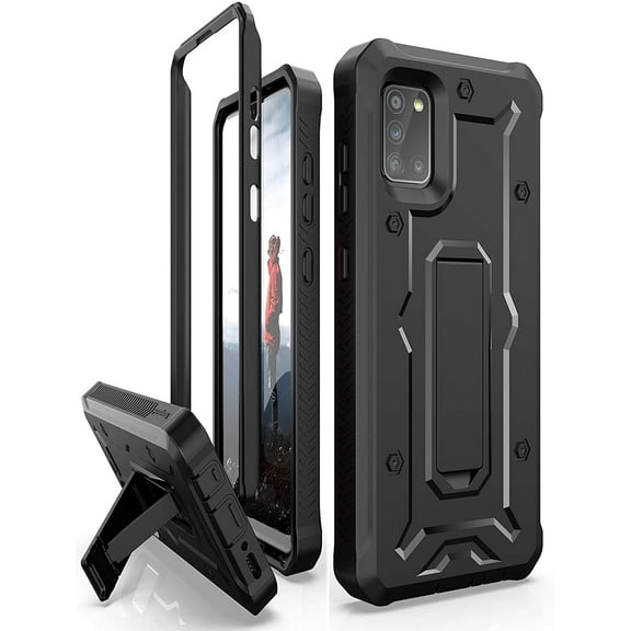 ArmadilloTek Vanguard Case Compatible with Samsung Galaxy A31 Military Grade Full-Body Rugged with Built-in Kickstand [Screenless Version] - Black