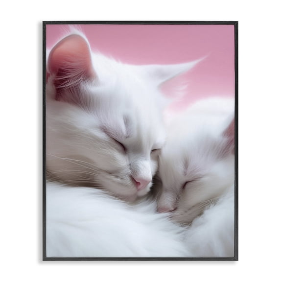 Stupell Industries Farmhouse Sleeping Cats on Pink Black Framed Giclee Art, 11 x 14, by RB