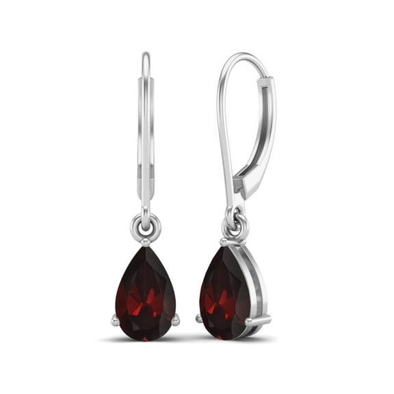 7x5 MM Pear Shape Garnet 925 Sterling Silver Teardrop Women Dangle Earrings