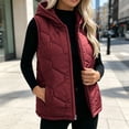 thumbnail image 7 of Cute Jackets Women's Winter Solid Color Quilted Hooded Cotton Jacket With Zip Lining And Pockets Wine XL, 7 of 7