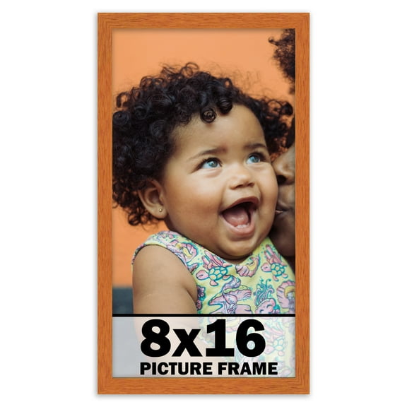 8x16 Frame Honey Pecan Brown Picture Frame - Modern Photo Frame Includes UV Acrylic Shatter Guard