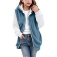 thumbnail image 4 of Goodw7 Girls Flannel Hooded Vest, Fleece Zip Up Sleeveless Waistcoat with Pockets, Soft Touch Warm Outerwear for Family Walks and Gatherings, 4 of 5
