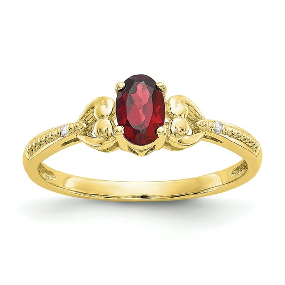 10K Yellow Gold Garnet Diamond Ring