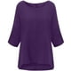 thumbnail image 1 of Blusa holgada de algodón con mangas 3/4 y remangada de tres cuartos para mujer, talla grande, color morado, talla M, 1 of 1