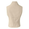 thumbnail image 5 of Duoif Waistcoat Women, Women's V Neck Button up Sleeveless Cardigan Shirt Vest Small Suit Vest Tops for Women Beige L, 5 of 9