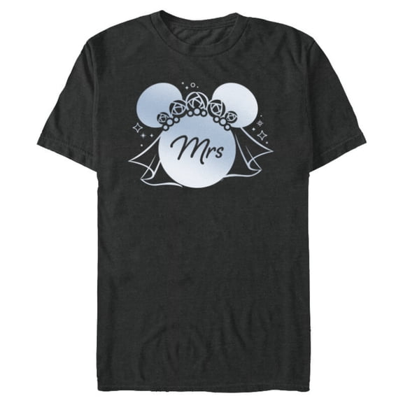 Disney Wedding Matching Minnie Bridal Veil Wife Bride Mrs - Short Sleeve Blended T-Shirt for Adults - Customized-Dark Heather