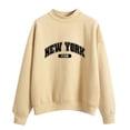 thumbnail image 1 of HNMKIU Women's Tops Autumn Winter O Neck Solid Color Printed Long Sleeve Pullover Sweatshirt, 1 of 4