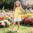 thumbnail image 2 of kpoplk Toddler Girl Clothes Summer Baby Girl Cute Sleeveless Tank Tops with Bow and Ruffled Shorts 2Pcs Outfits Set Size 3-4 Years,Yellow, 2 of 7