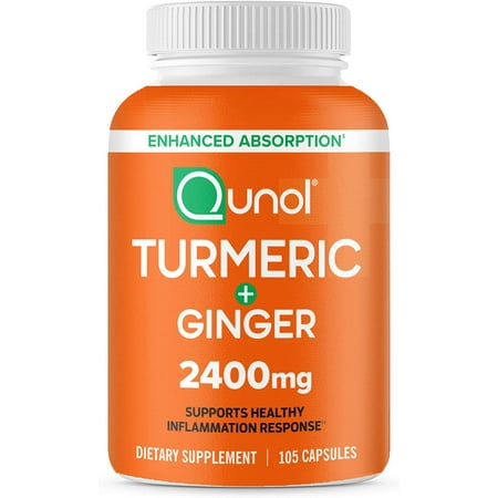 Turmeric + Ginger  2 400 mg  105 Capsules (800 mg per Capsule)  Qunol