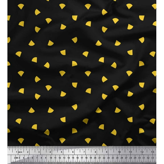 Soimoi Black Cotton Duck Fabric Nachos & Salsa Food Print Fabric by the Yard 42 Inch Wide