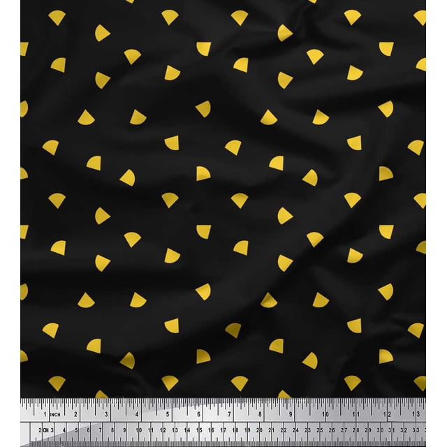 Soimoi Tissu Satin Modal Noir Imprimé Nachos & Salsa au Mètre 42 Pouces de Large