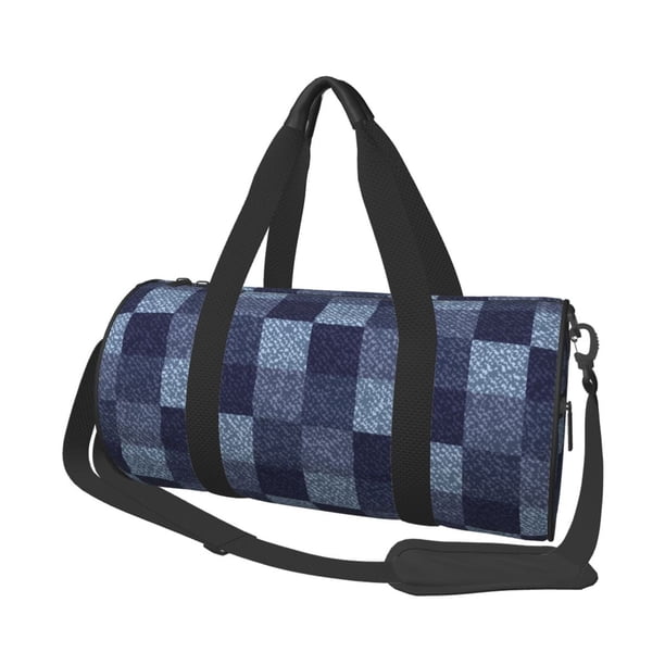 Easygdp Blue Gingham Buffalo Check Bolsa de Viaje, Bolsa de Mano, Bolsa de Gimnasio, Bolsa de Equipaje para Viaje