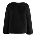 thumbnail image 5 of YDFCWXW Women's 2025 Winter Coats Fleece Cropped Jacket Fur Long Sleeve Pockets Shaggy Warm Outerwear Fall Clothes Black, XL, 5 of 5