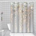thumbnail image 2 of Christmas Shower Curtain with Hooks Silver Xmas Balls Snowflakes Gold Bokeh Spots Winter Holiday New Year Themed Shower Curtain for Bathroom Decorative Waterproof, 72x72 Inch, 2 of 6