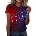 thumbnail image 2 of 4th of July Patriotic T-Shirts Women American Flag Print Casual Short Sleeve Tee Tops, 2 of 6