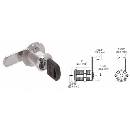 Key Plate - CRL Nickel Plated Keyed Alike Cam Lock for Wood Door