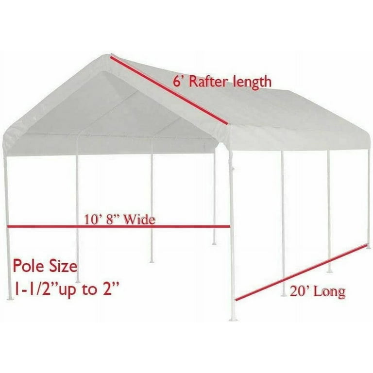 10X20 Canopy Tarp Set 5pc Paneling and Top Set Valanced Tarp Kit Carport Side Wall 3 Windows Replacement White Walmart