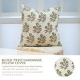 thumbnail image 3 of Fabdivine “Neha” Hand Block Printed Cushion – Green & Brown Floral Linen Blend Pillow Cover for Farmhouse Décor, 3 of 6