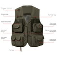 thumbnail image 4 of BASSDASH Men's Women's Utility Fishing Cargo Vest Outdoor Safari Photography Work Vest with Multi Pockets Mesh Back FV14, 4 of 7