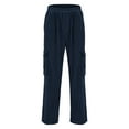 thumbnail image 5 of HAOTAGS Cargo Pants for Men, Elastic Waist Casual Solid Color Straight-Leg Pants Navy S, 5 of 9
