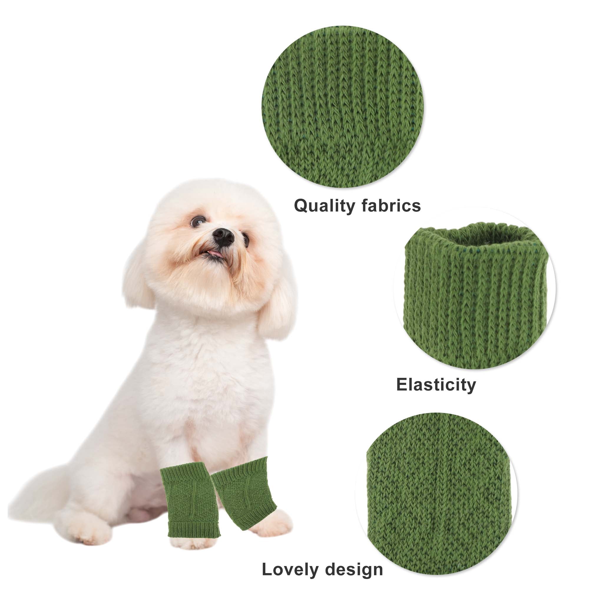 Unique Bargains Pack of 4 Dog Soft Knitted Socks Joint Protection Avocado Green XXL