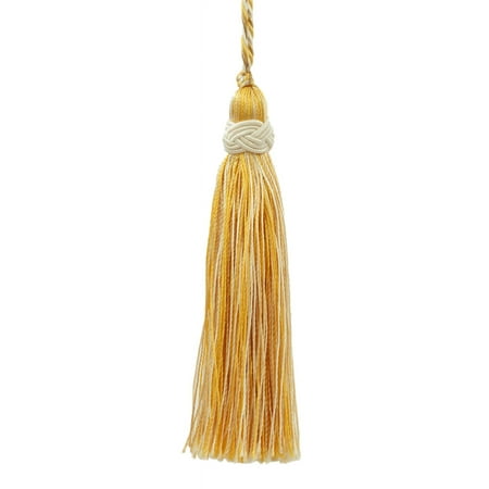 4" (10cm) Decorative Hand-crafted Tassel | Craft Tassel # ITS,, Canary Ivory Gold #B2523 (Yellow Gold, White Ivory) Set of 10