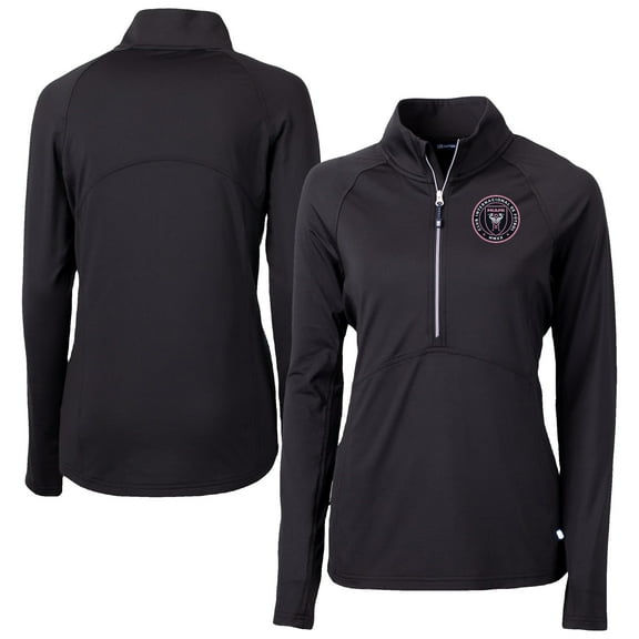 Women's Cutter & Buck  Black Inter Miami CF Adapt Eco Knit Stretch Recycled Half-Zip Top