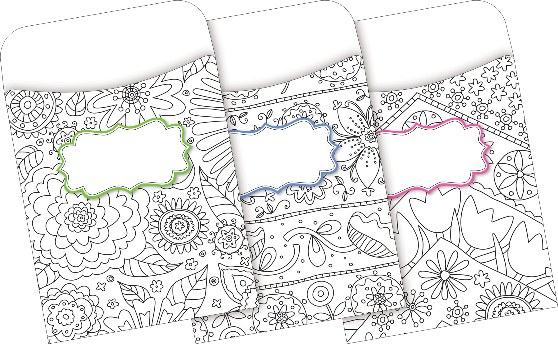 Barker Creek 12 File Folders 30 Peel & Stick Pocket Set - Color Me! In My Garden (BC3538)