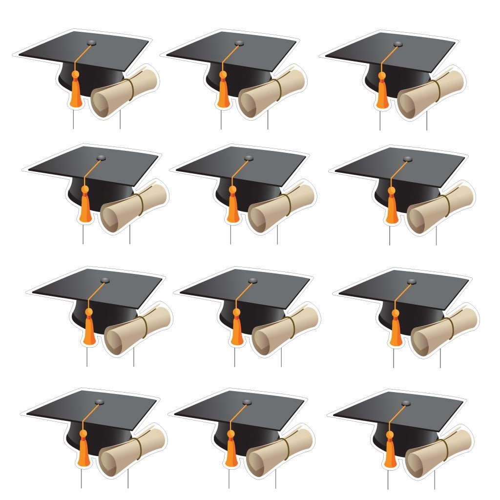 Graduation Caps & Diplomas Pathway Markers Set, Graduation Decoration Yard Signs 12 Piece Set