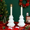 thumbnail image 6 of AuroraX White Pillar Candle Holder Glass Christmas Decorations,2.83 Inch Christmas Tree Small Candlestick Holders,Home Table Centerpiece Bedroom Dining Room Decor, 6 of 6