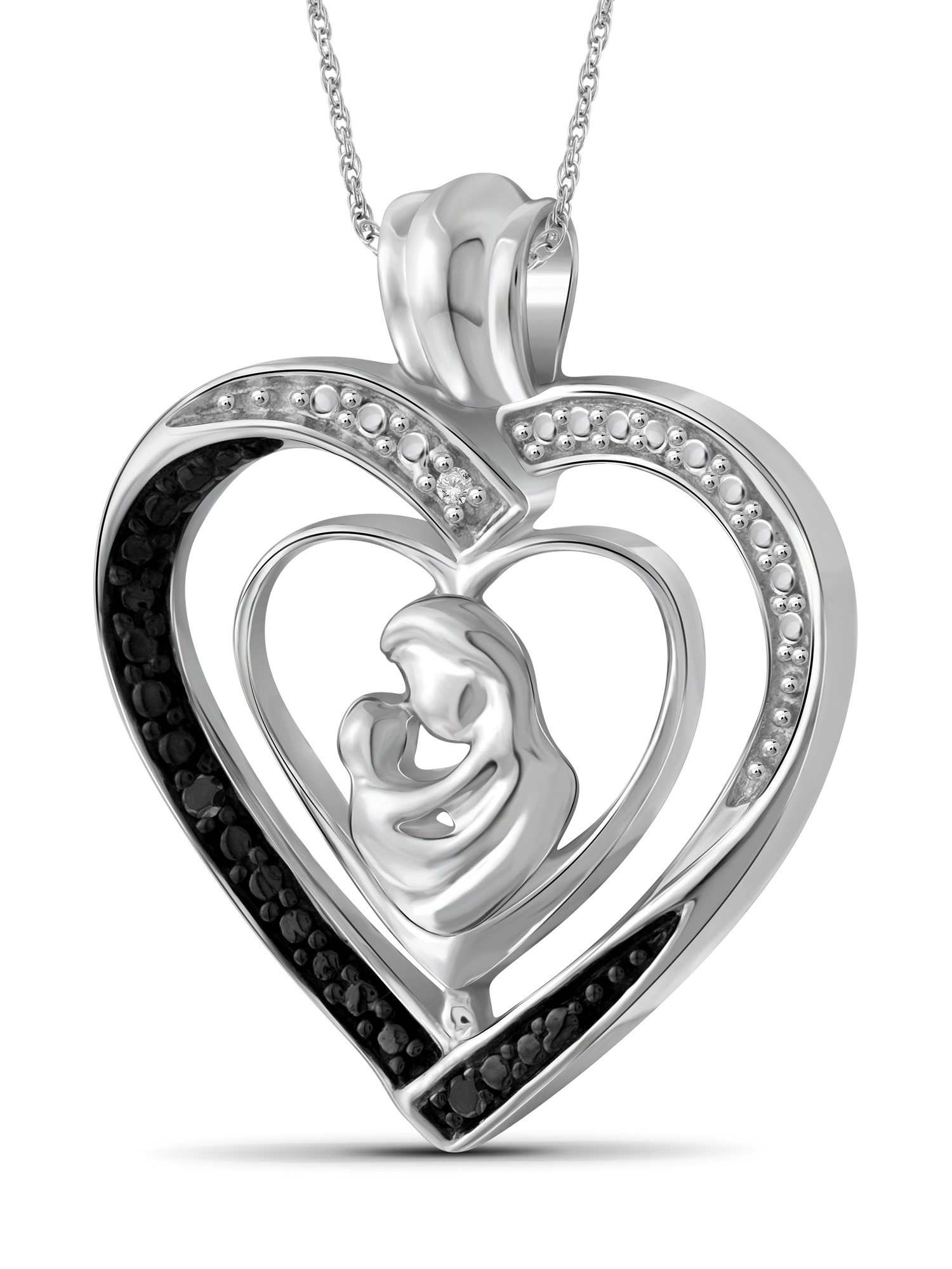 JewelersClub Mom Necklace 0.925 Sterling Silver Necklace for Women – Beautiful Accent Black & White Diamonds + 0.925 Sterling Silver Mother Daughter Necklace – Mothers Day Gifts Necklaces for Women - image 5 of 5