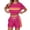Hot Pink, variant on 2 Piece Workout Sets for Women Summer Striped Crew Neck Short Sleeve Tops Casual Shorts Color Blocked Sweatsuit Casual Outdoor Sports and Leisure Matching Outfits White XL